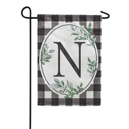 Carson Monogram Garden Flag - Buffalo Check