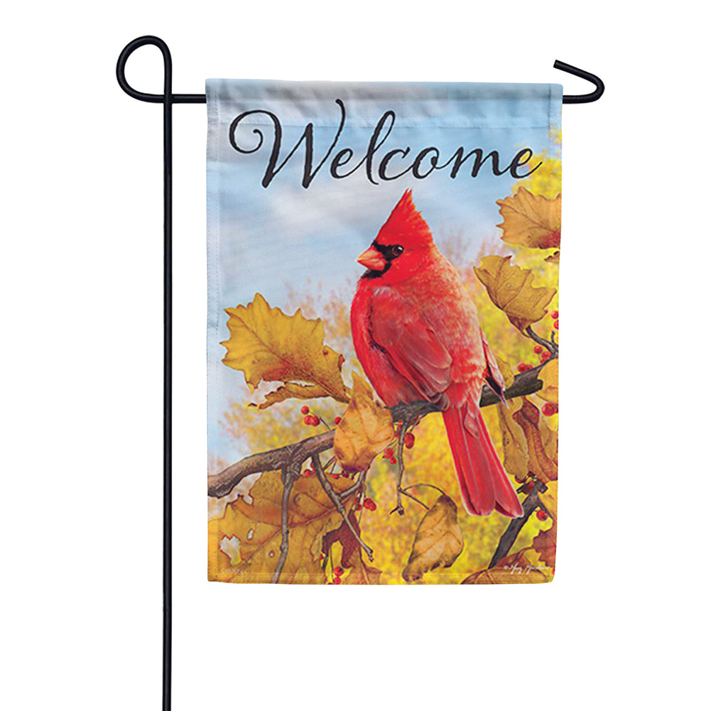 Carson Fall Cardinal Welcome Glitter Trends Garden Flag