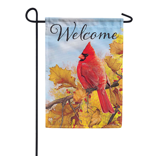 Carson Fall Cardinal Welcome Glitter Trends Garden Flag