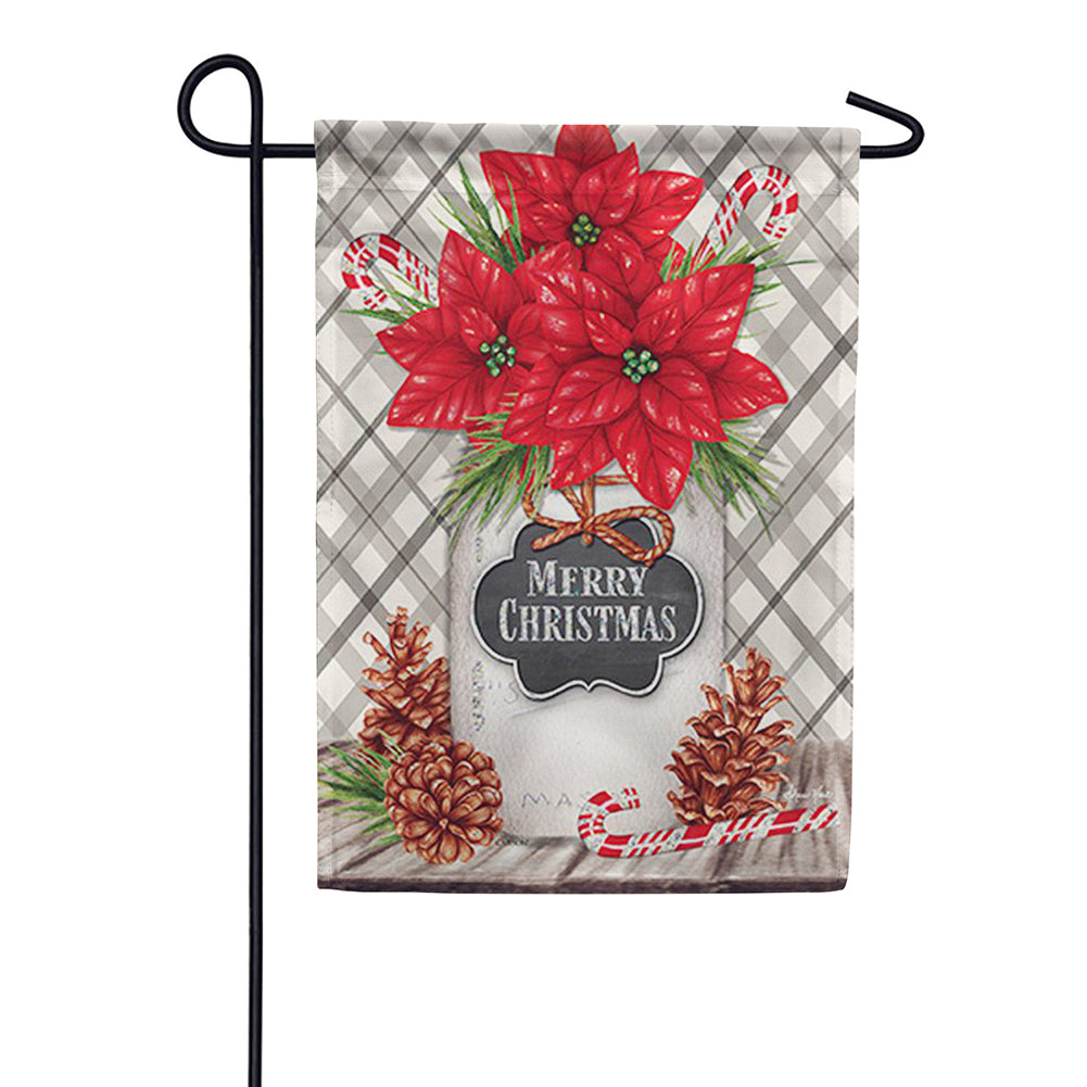 Carson Glittertrends Garden Flag - Poinsettia Jar