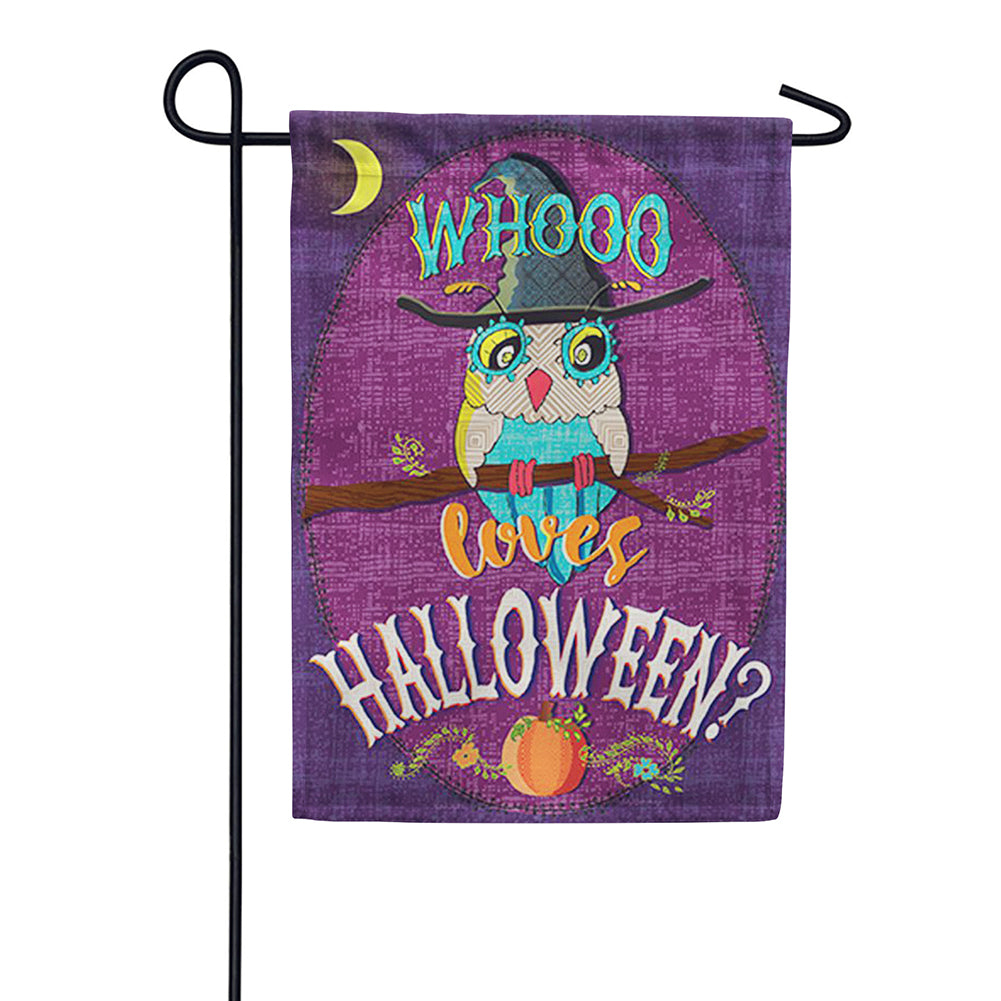 Carson Whooo Loves Halloween? Garden Flag