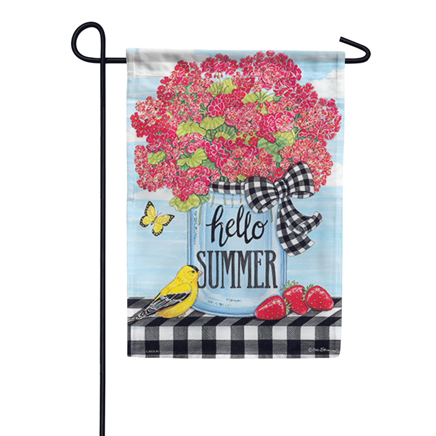 Carson Glittertrends Garden Flag - Jar of Geraniums