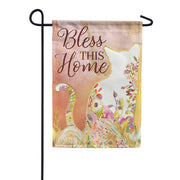 Carson Floral Cat Foil Accent Garden Flag
