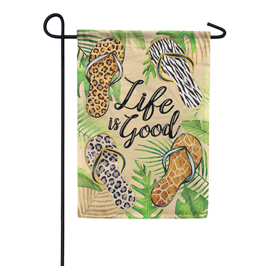 Carson Flops & Palms Foil Accent Garden Flag
