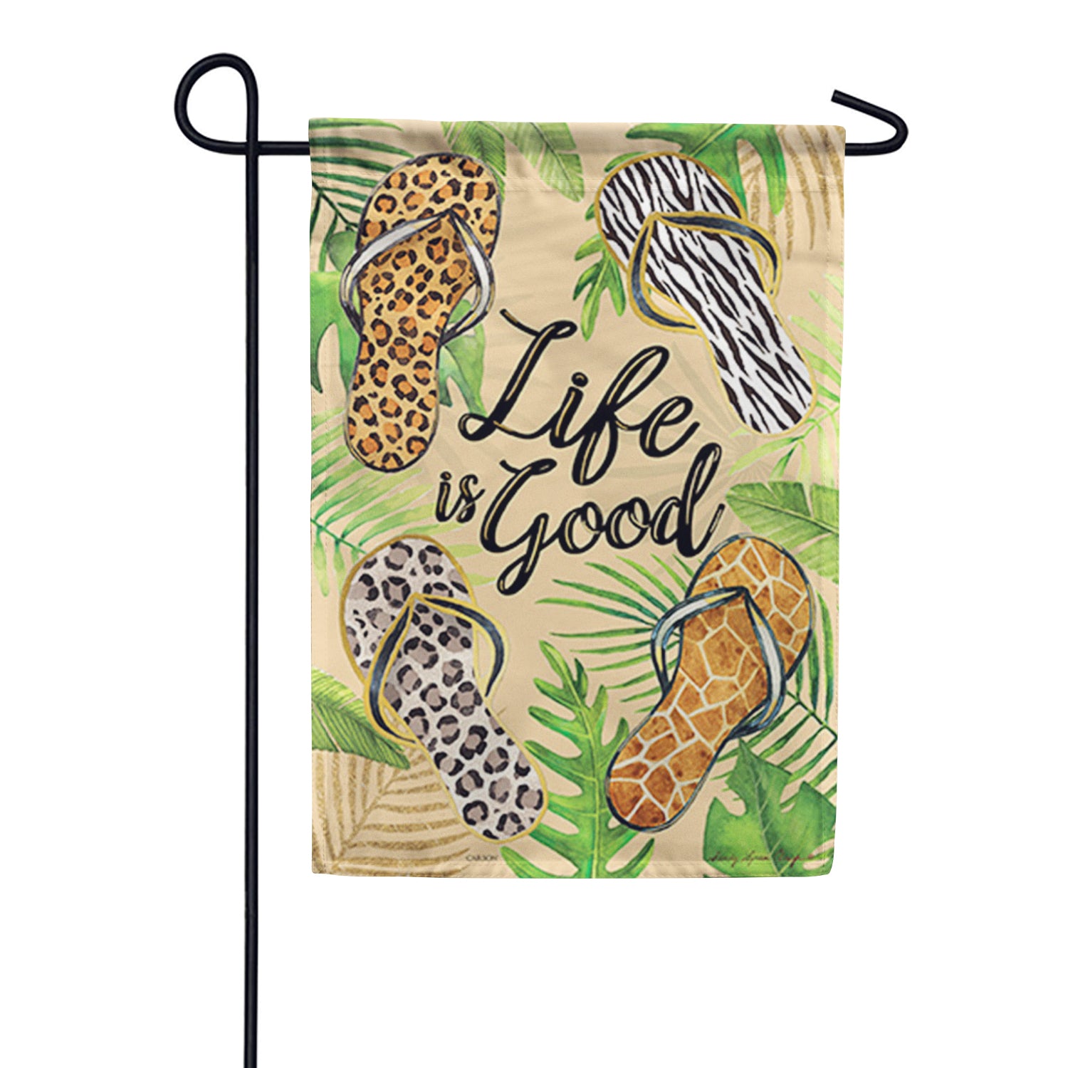 Carson Flops & Palms Foil Accent Garden Flag