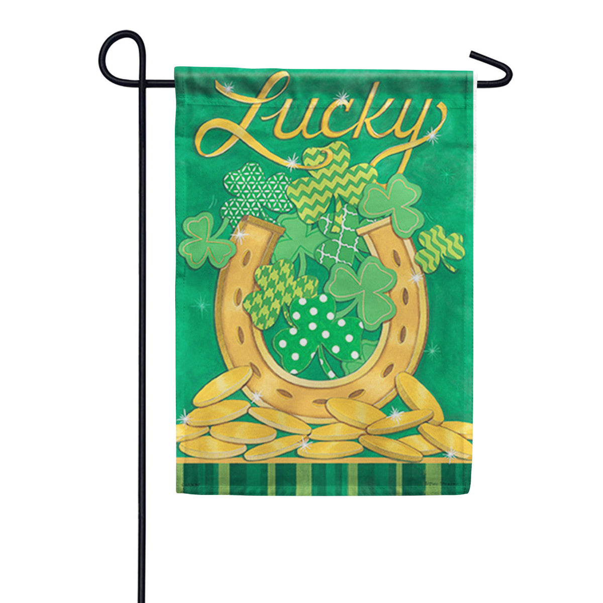 Carson Lucky Horseshoe Foil Accent Garden Flag