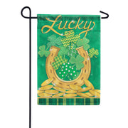 Carson Lucky Horseshoe Foil Accent Garden Flag
