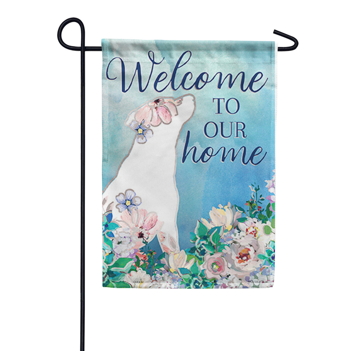 Carson Floral Dog Foil Accent Garden Flag