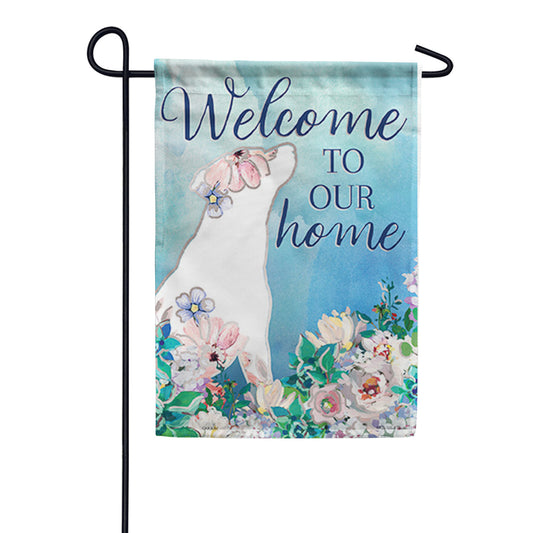 Carson Floral Dog Foil Accent Garden Flag