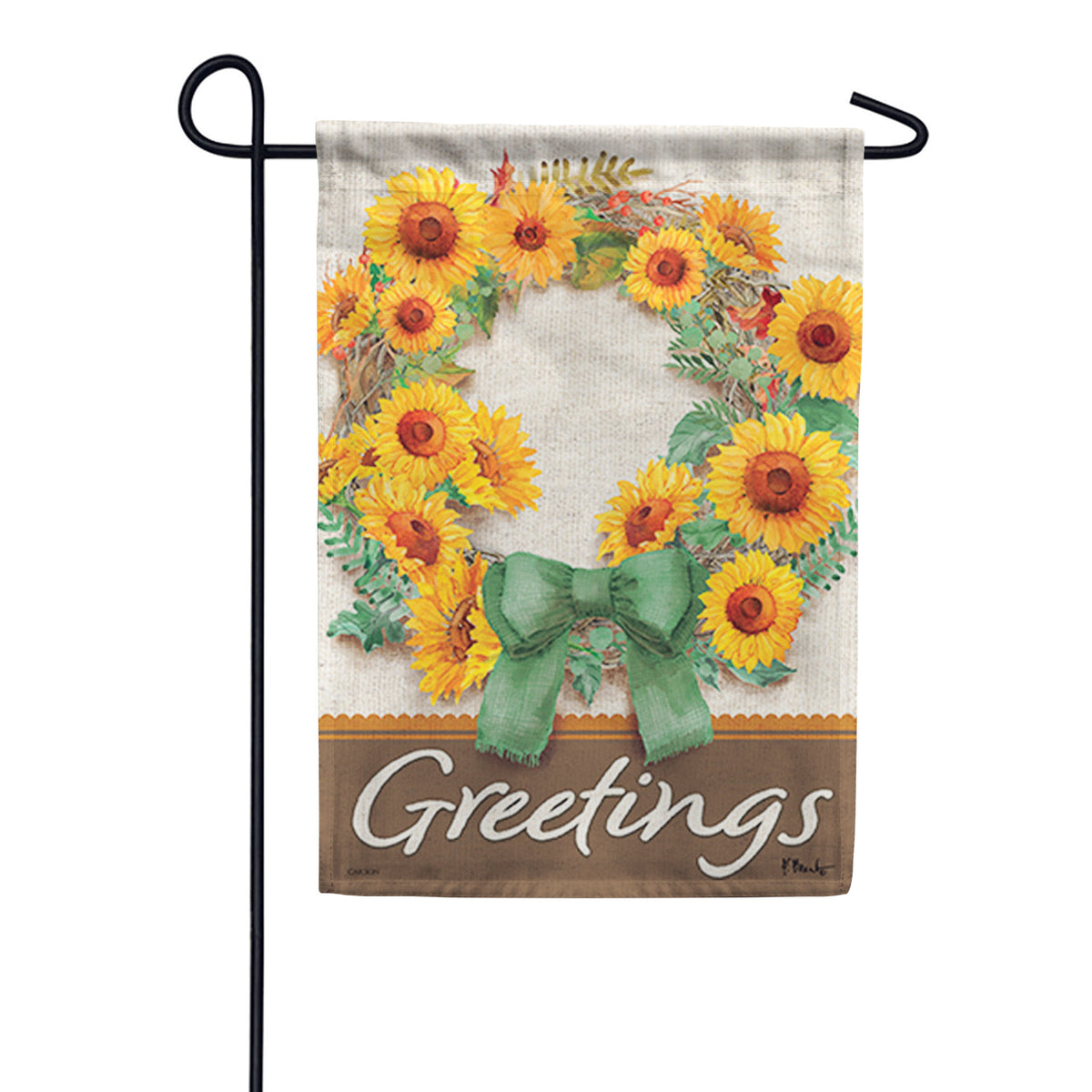 Carson Sage Sunflower Wreath Garden Flag