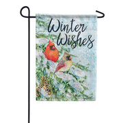 Carson Glittertrends Garden Flag - Snow Pines & Cardinals