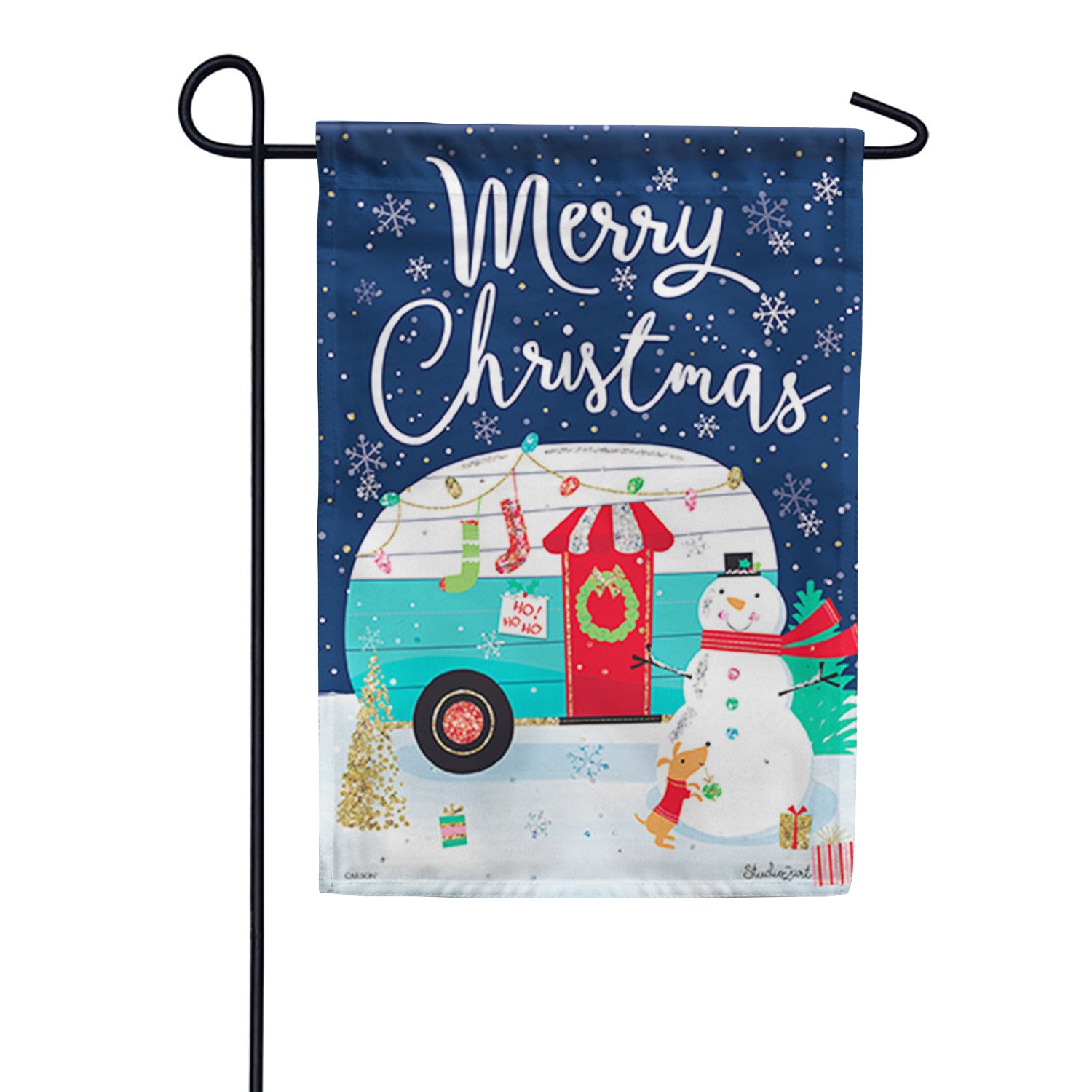 Carson Glittertrends Garden Flag - Christmas Camping