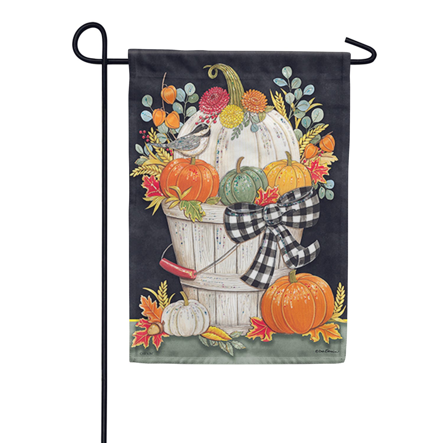 Carson Glittertrends Garden Flag - Autumn Bucket