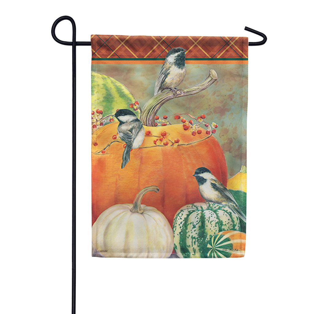 Carson Chickadees & Gourds Garden Flag