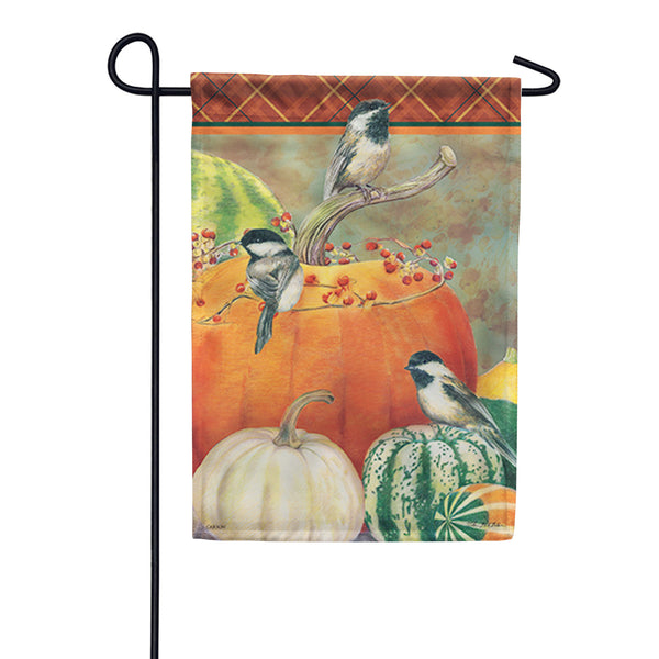 Carson Chickadees & Gourds Garden Flag