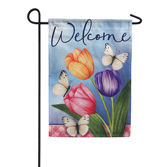 Carson Tulip Trio Welcome Garden Flag