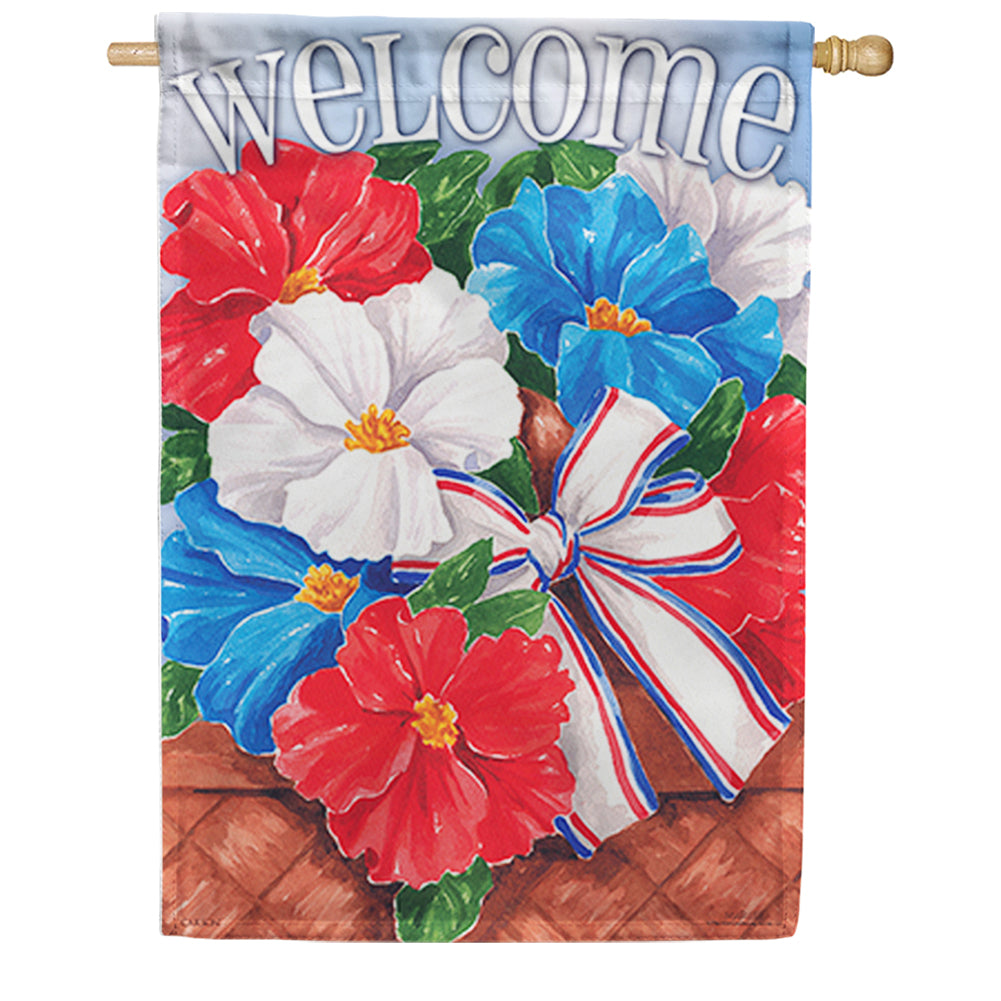 Carson Patriotic Petunias House Flag