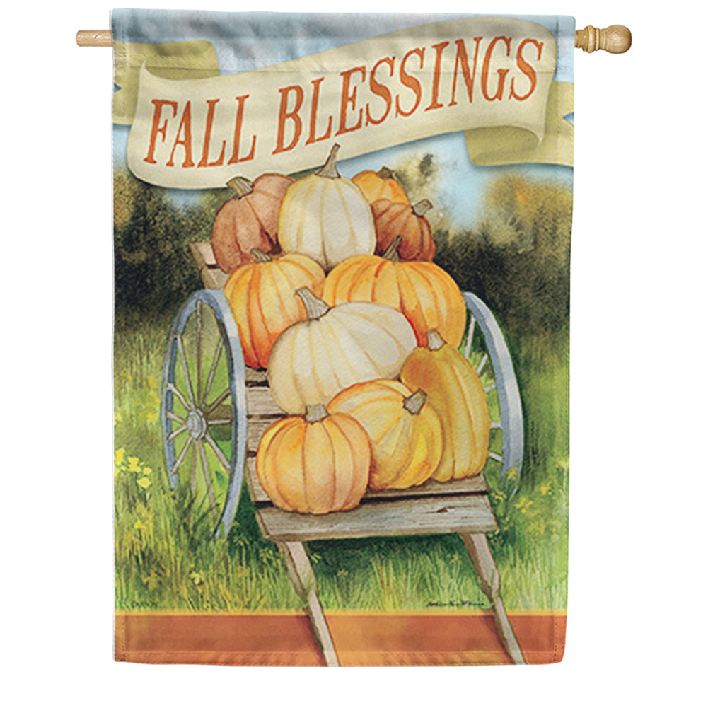 Carson Fall Blessings Pumpkins House Flag