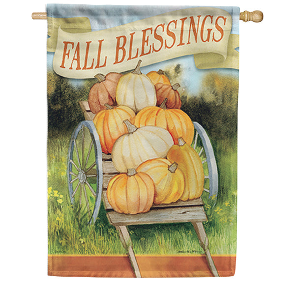 Carson Fall Blessings Pumpkins House Flag