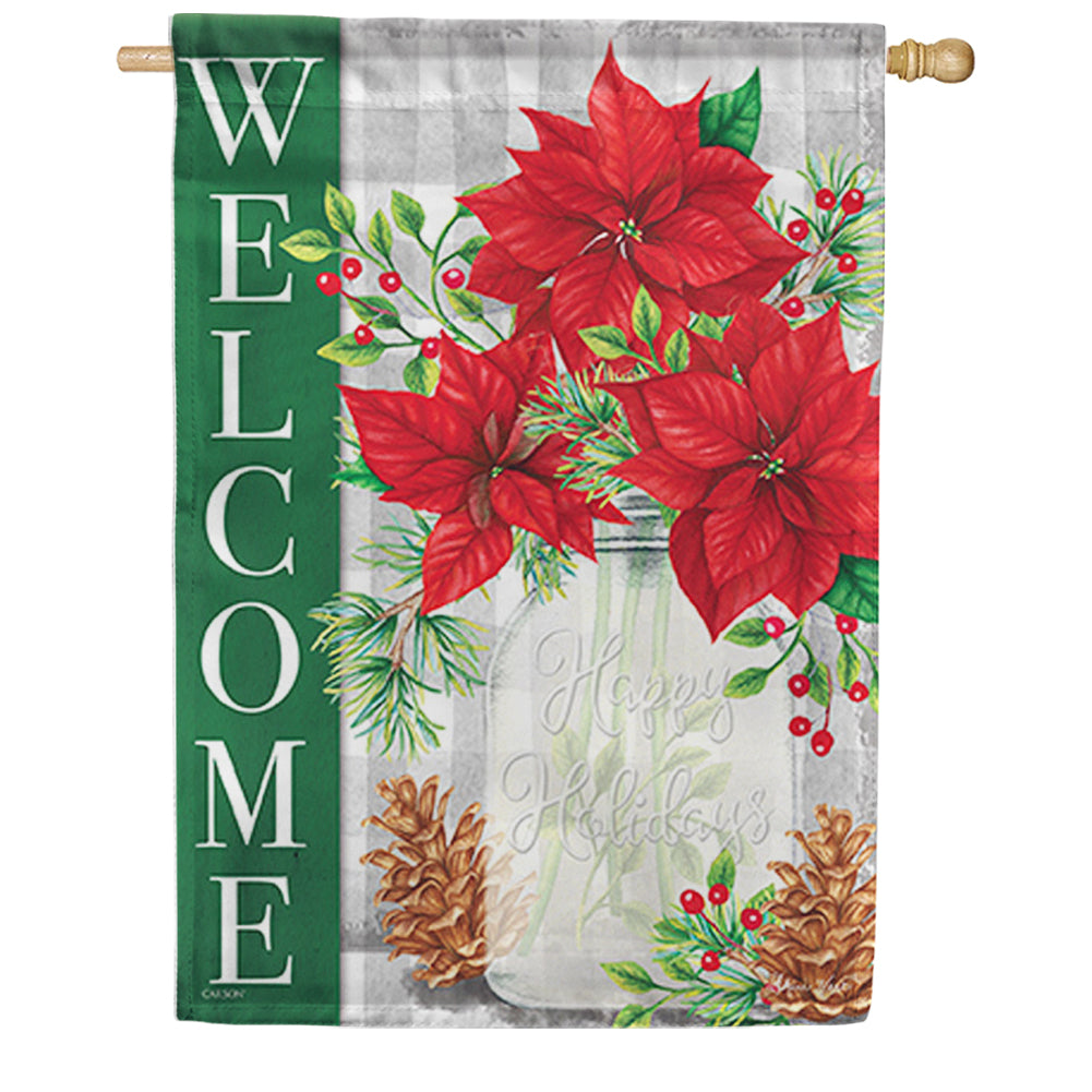 Carson Pinecones & Poinsettias House Flag