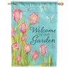 Carson Tulips & Butterflies Dura Soft House Flag