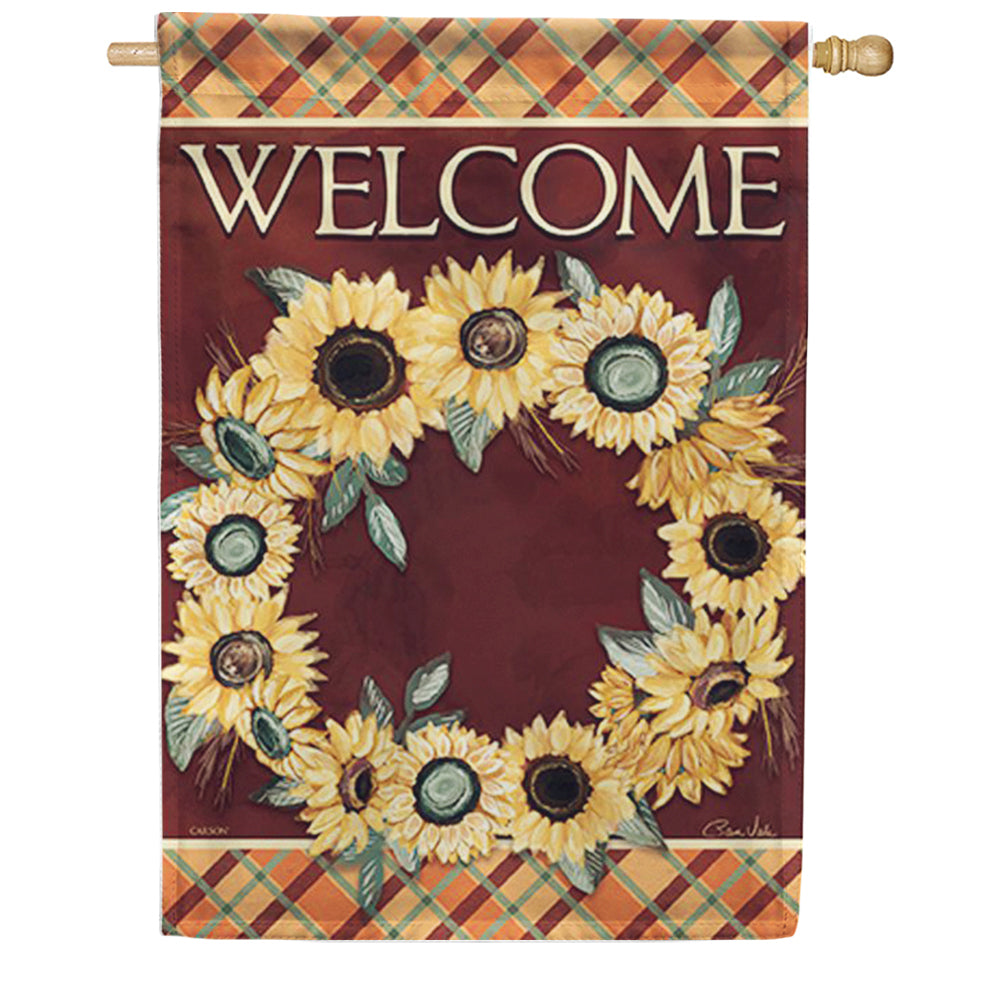 Carson Sunny Wreath House Flag