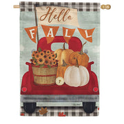 Carson Hello Fall Red Truck House Flag