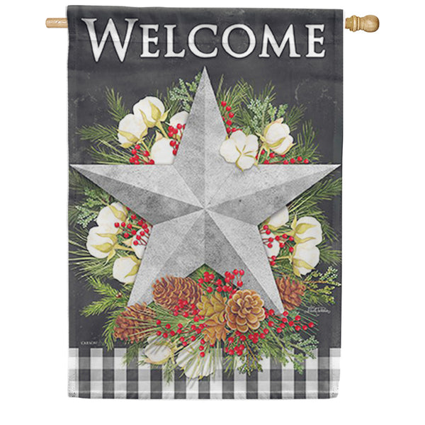 Carson Farmhouse Christmas Welcome House Flag
