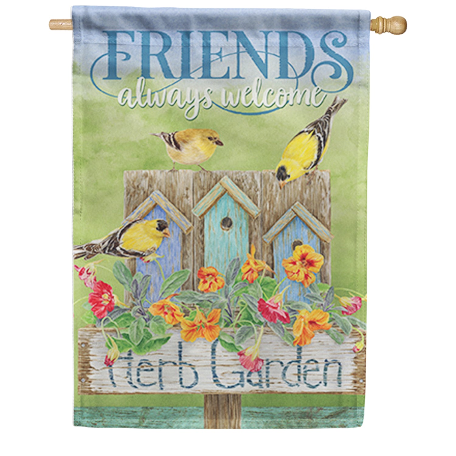 Carson Herb Garden Finches House Flag