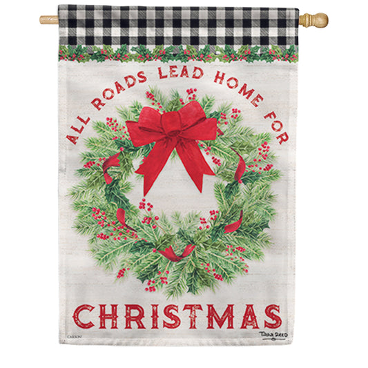 Carson All Roads Lead Home For Christmas House Flag
