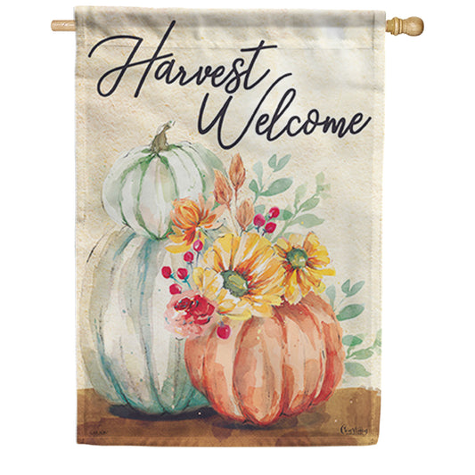Carson Pumpkin Watercolor House Flag
