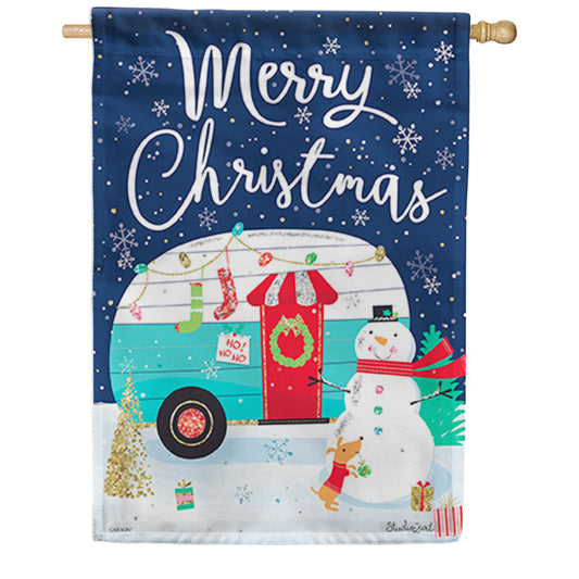 Carson Christmas Camping House Flag