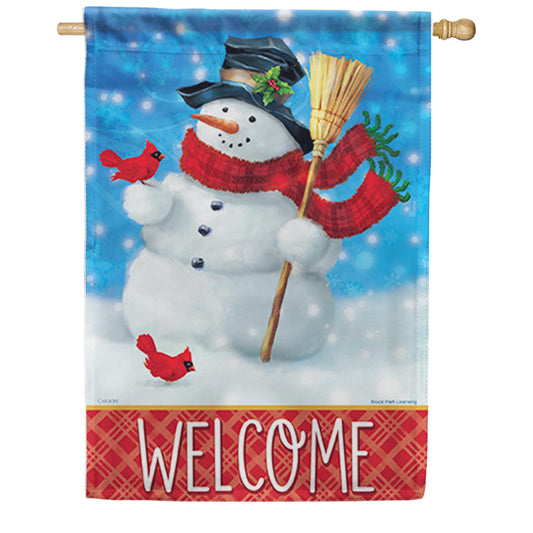 Carson Blustery Snowman House Flag