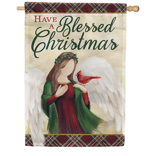 Carson Christmas Blessing Angel House Flag