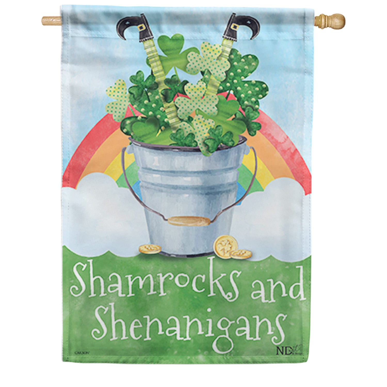 Carson Patterned Shamrock Basket House Flag