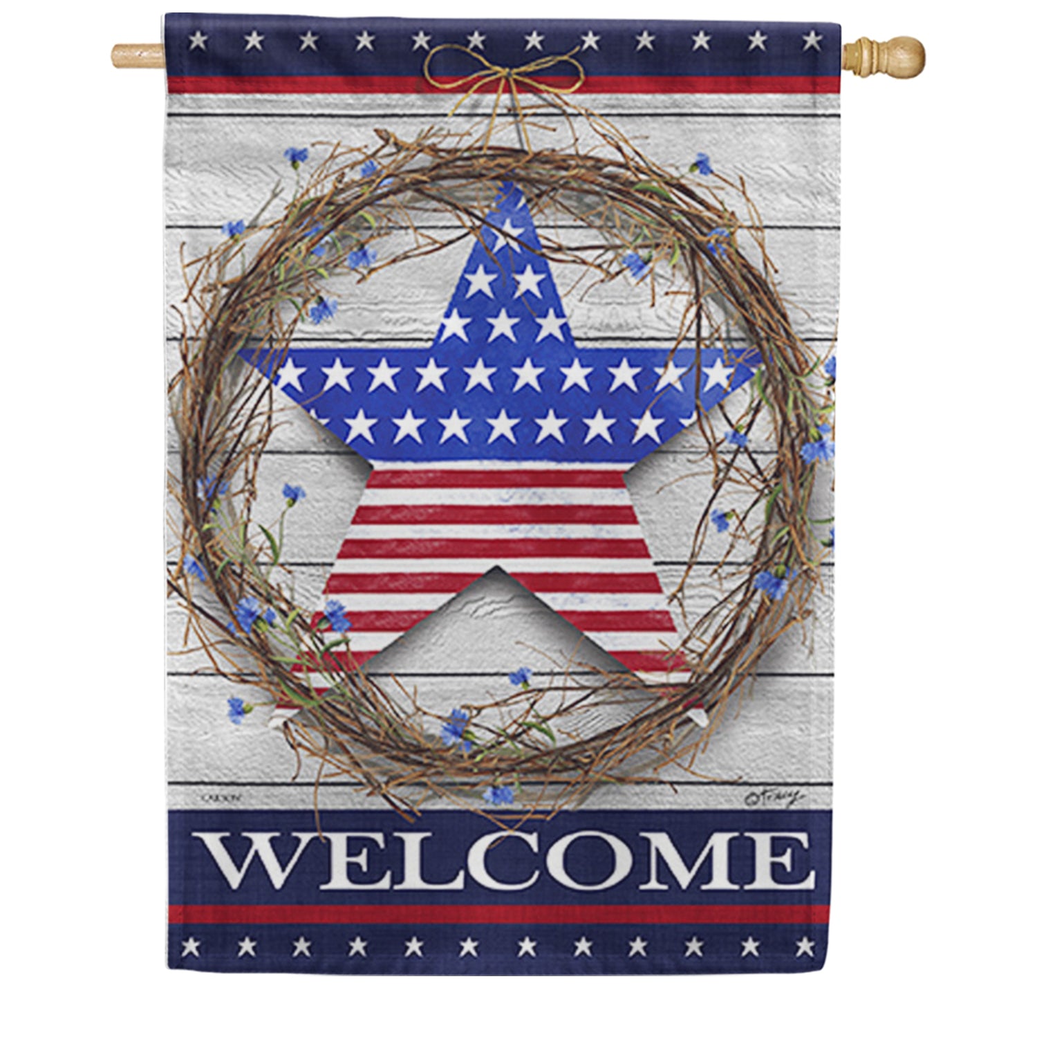 Carson Welcome Wreath House Flag