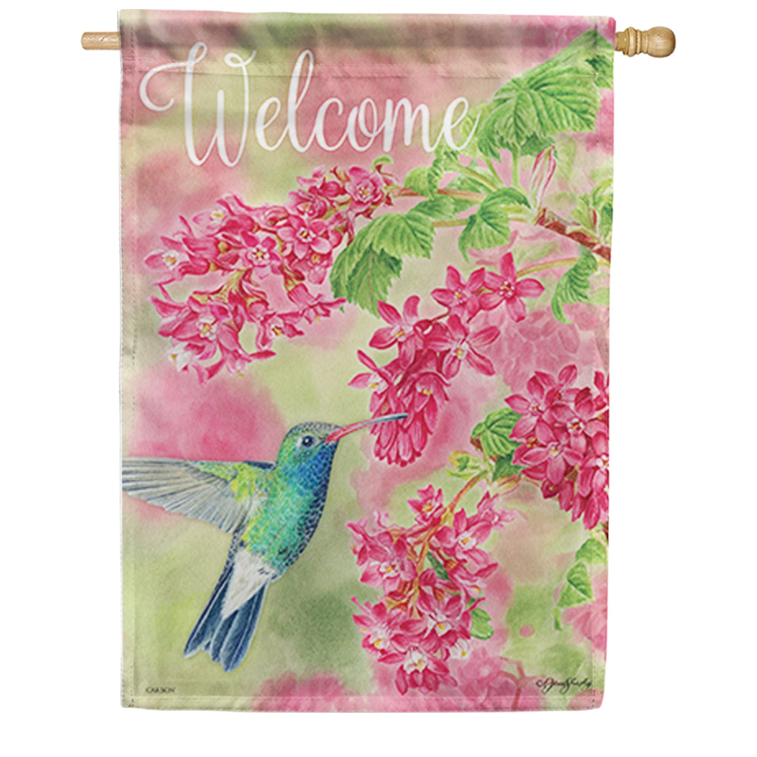 Carson Pink Currant Hummingbird House Flag