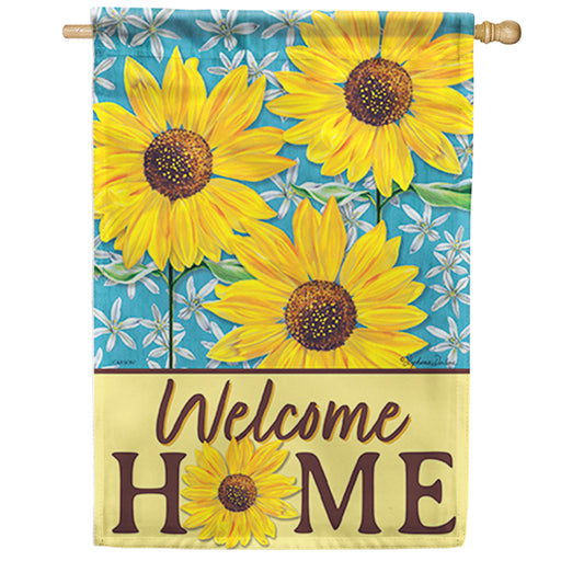 Carson Sunflowers on Blue House Flag