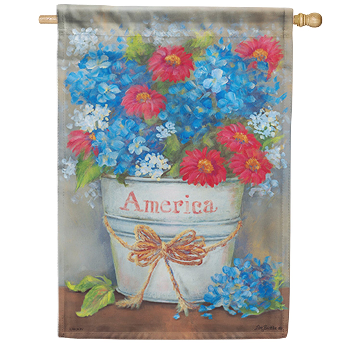 Carson Flower Bucket House Flag