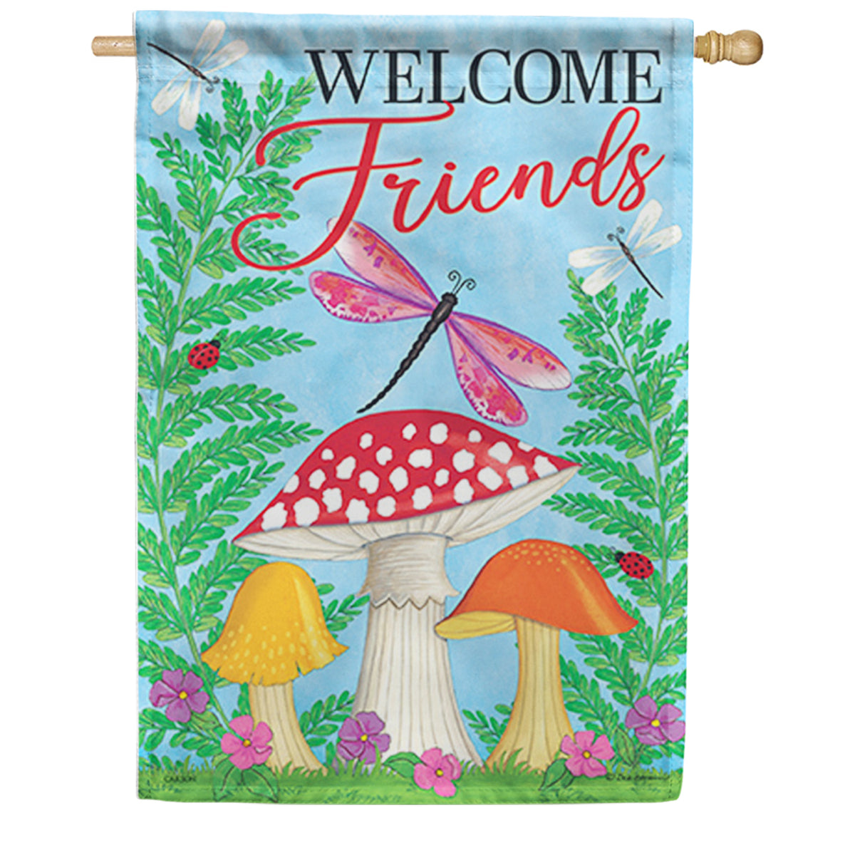 Carson Mushrooms & Dragonflies House Flag