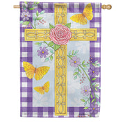 Carson Floral Easter Cross House Flag