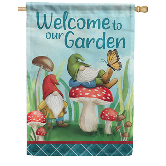 Carson Mushroom Gnomes House Flag