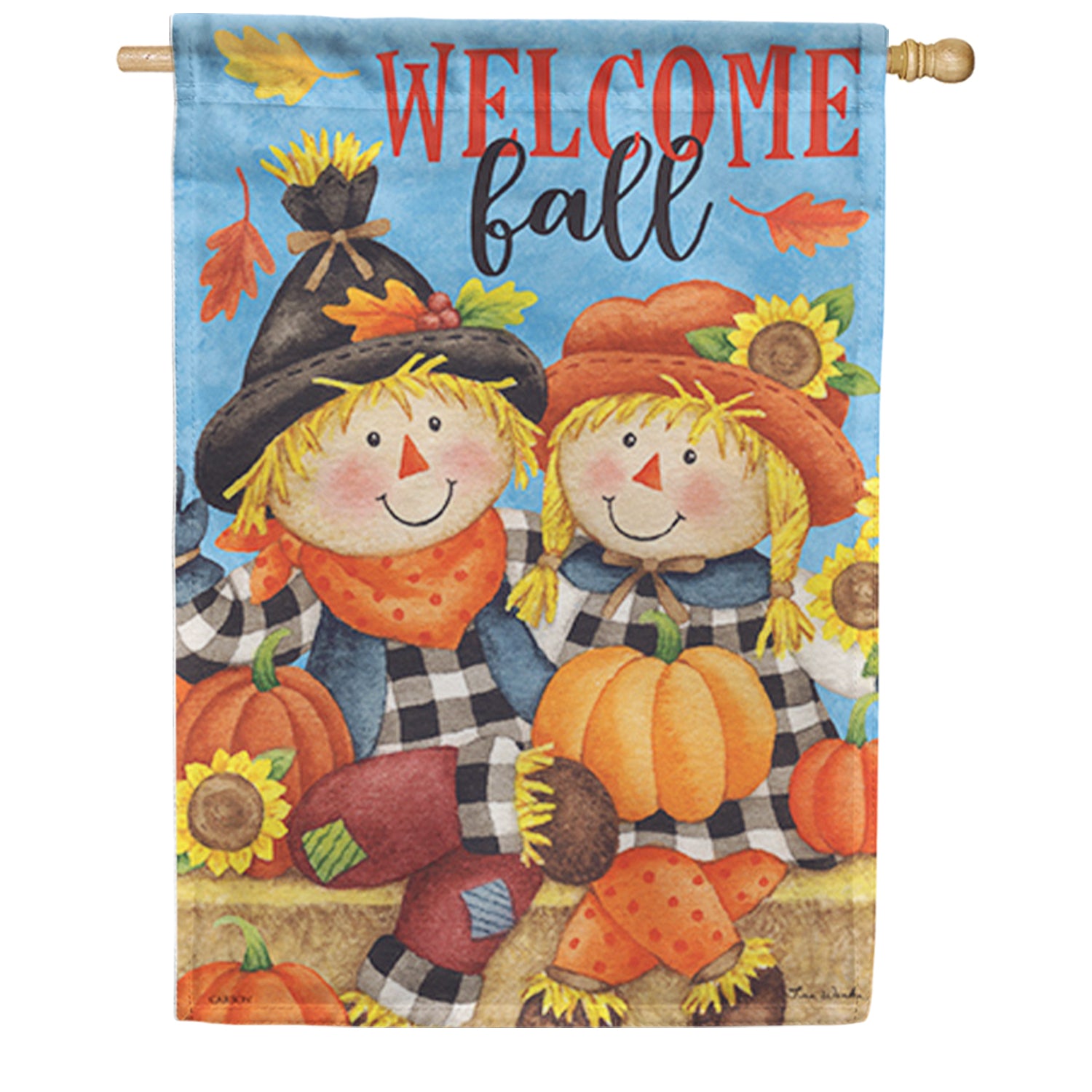 Carson Scarecrow Couple House Flag