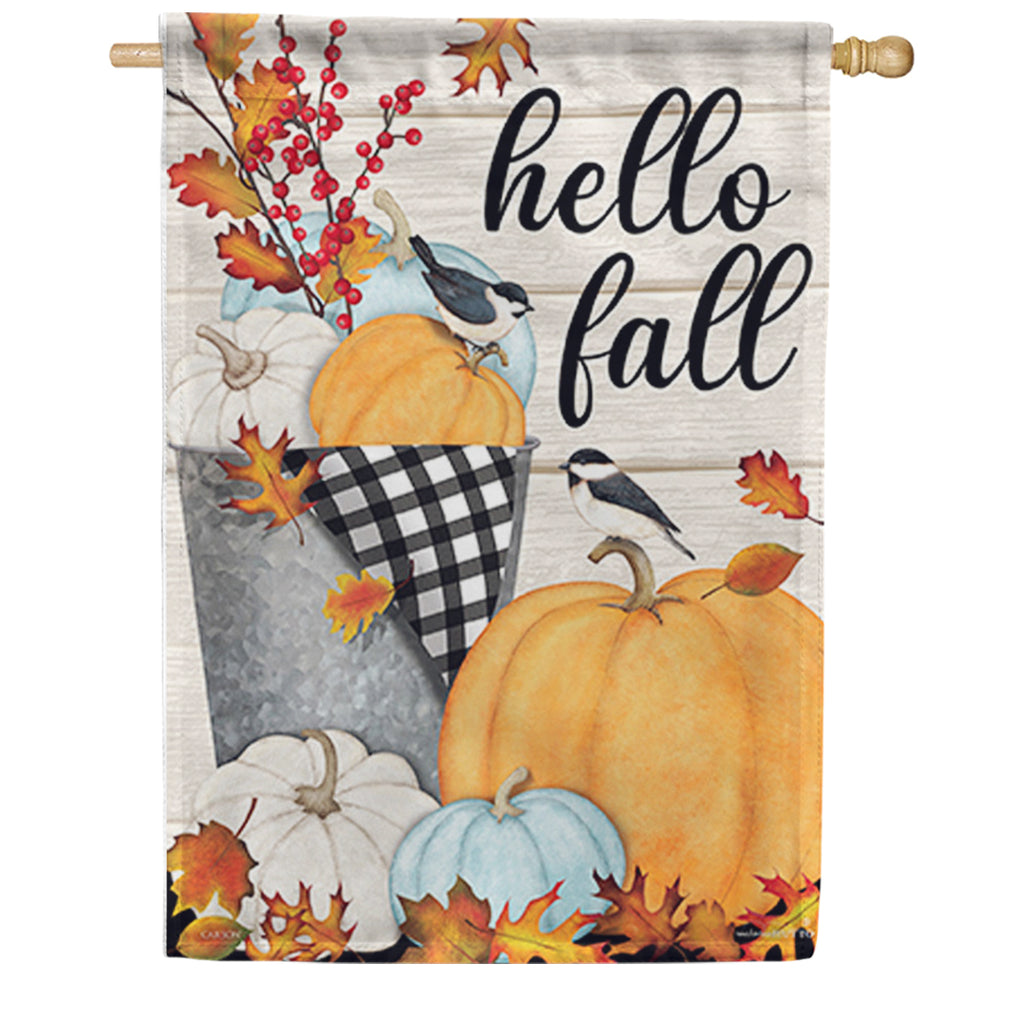 Carson Farmhouse Pumpkins House Flag