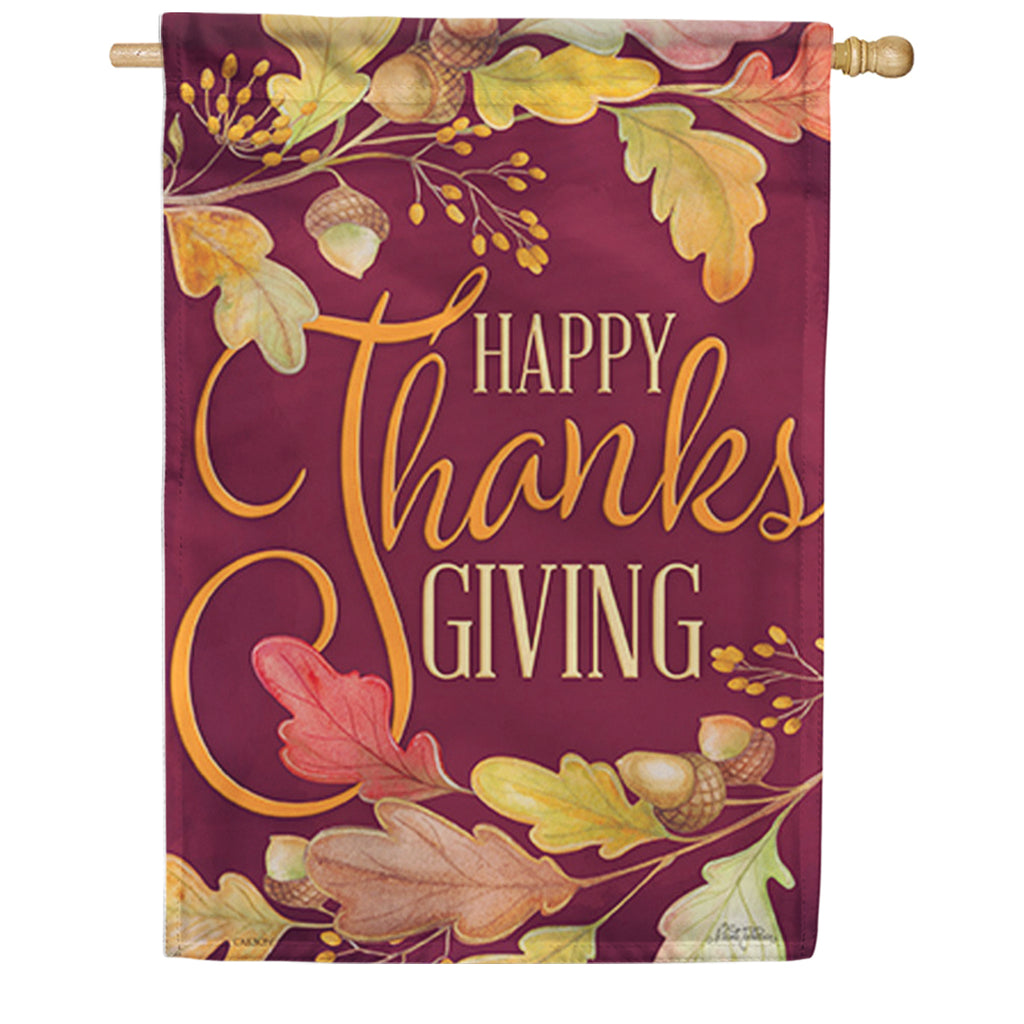 Carson Thanksgiving Leaves House Flag