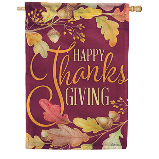 Carson Thanksgiving Leaves House Flag
