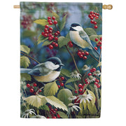 Carson Autumn Berry Chickadees House Flag