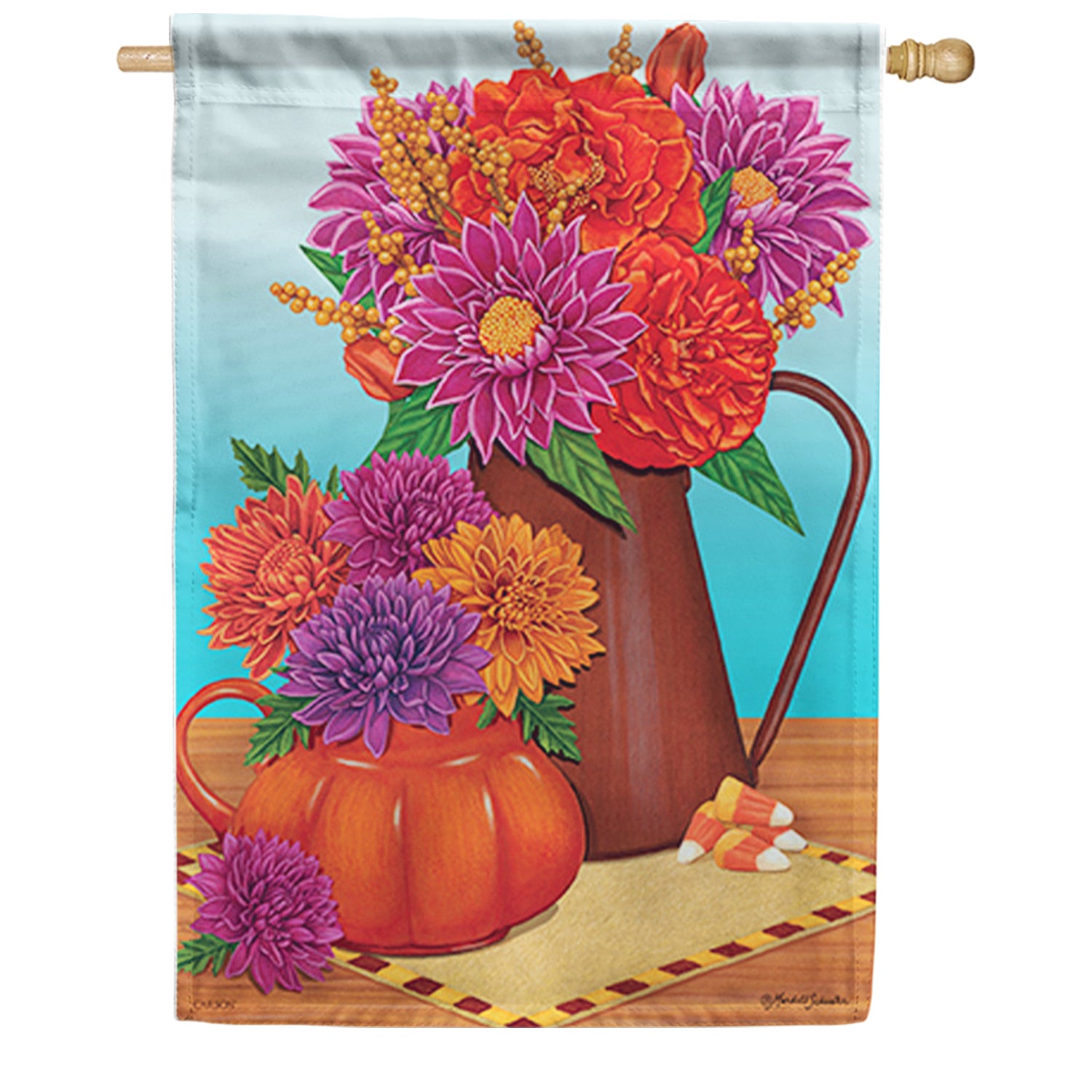 Carson Fall Flowers House Flag