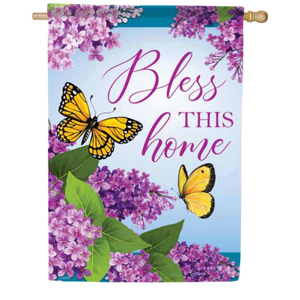 Carson Bless This Home Butterflies House Flag