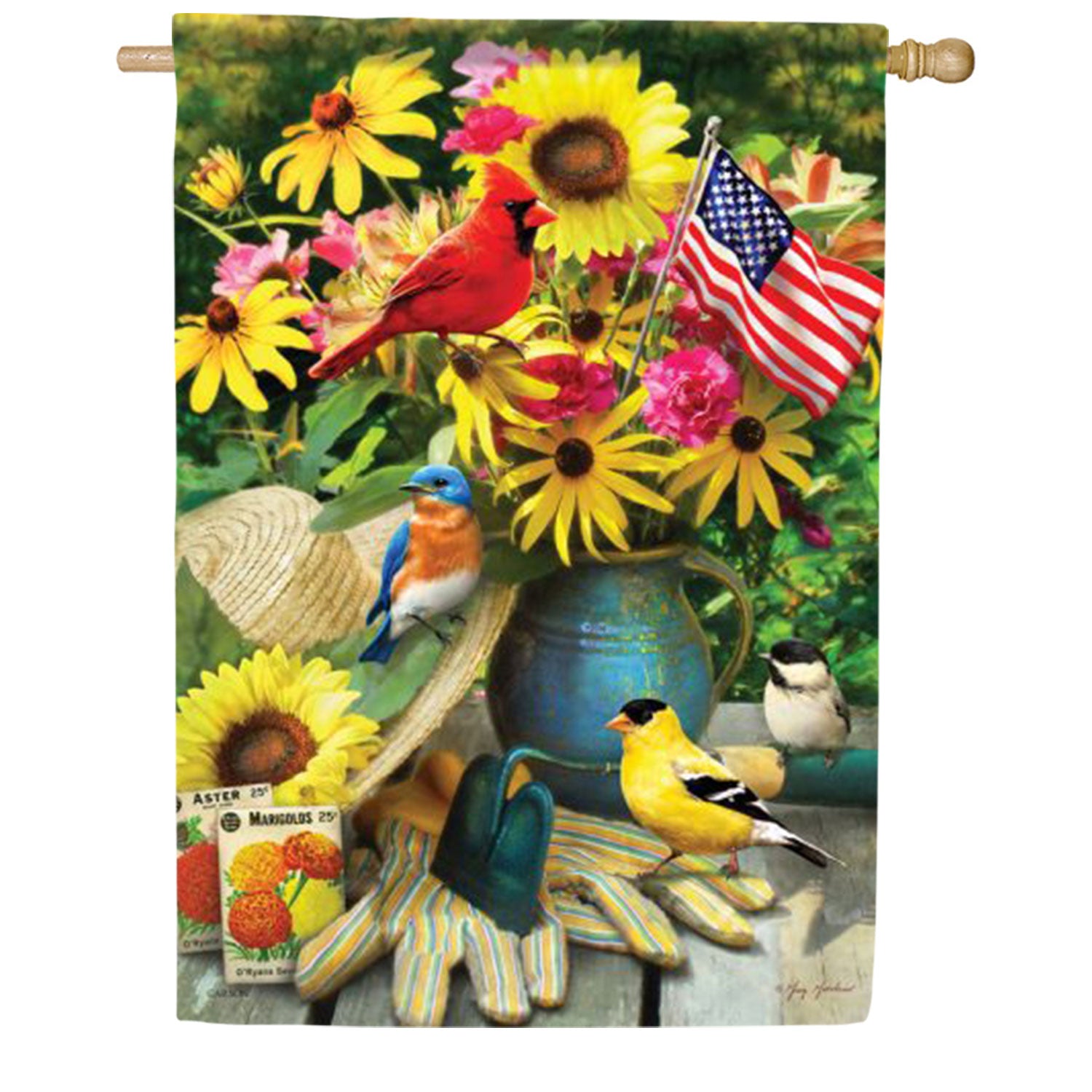 Carson Summer Birds House Flag